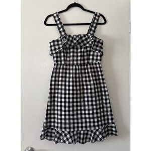 J Crew Gingham Black White Mini Short Ruffle Dress Womens Size 2 Sundress